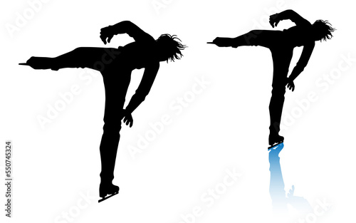 Fototapeta Naklejka Na Ścianę i Meble -  A set of silhouettes of men's singles figure skater (camel spin, black type)