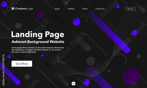 Landing Page. Abstract wave background website. Template for websites, or apps. Modern design. Abstract vector style