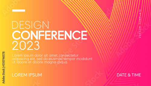 Abstract modern business conference design template with orange lines composition. Minimal flyer layout. Vector, 2023