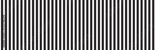 Black vertical stripes on white background. Straight lines pattern for backdrop and wallpaper template. Realistic lines with repeat stripes texture. Simple geometric background, vector illustration