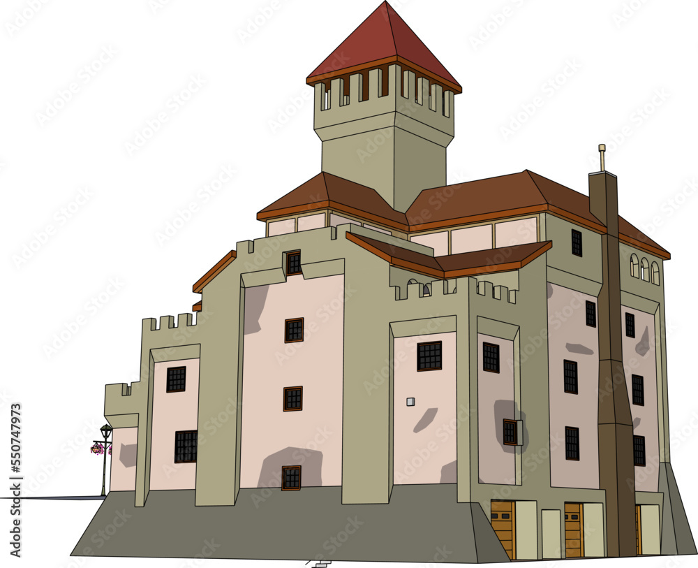 colonial style classic vector villa model with white background