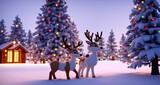 christmas tree and reindeer and gifts