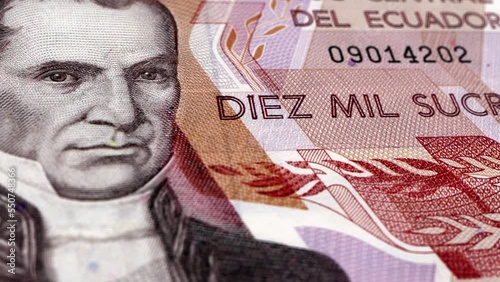 Wallpaper Mural Ecuador Ecuadorian Sucrea 10000 Banknotes, Ten Thousand Ecuadorian Sucrea, Close-up and macro view of the Ecuadorian Sucrea, Tracking and Dolly Shots 10000 Ecuadorian Sucrea banknote Observe and Torontodigital.ca