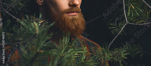 Close up shot of red beard