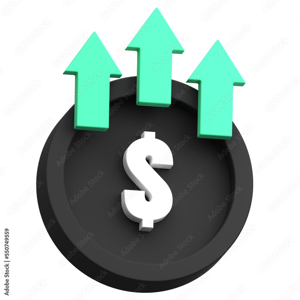 High Rate Dollar Currency 3D Icon High Rate Dollar Currency 3D Icon