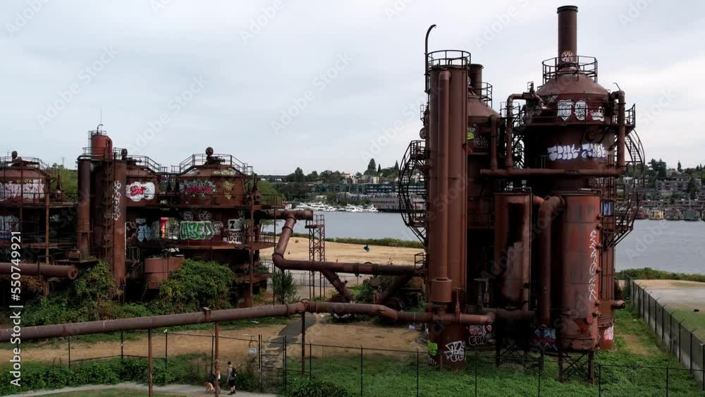Gasworks Park Lake Union Seattle Waterfront Downtown Skyline. Aerial shot of gasworks park in city.
Gasworks Park Lake Union Seattle Waterfront Downtown Skyline. Aerial shot of gasworks park in city.