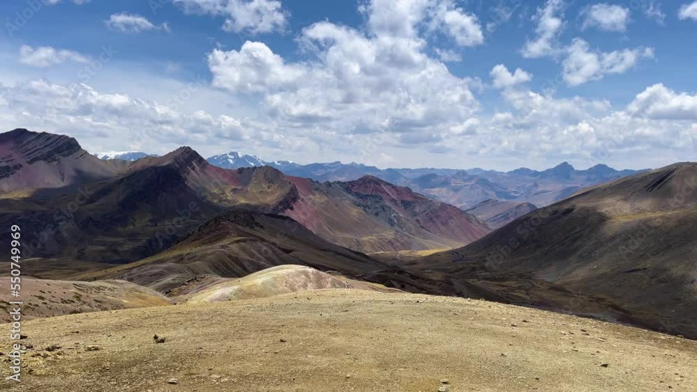 Incredible view of the Andes Mountain Range near the Rainbow Mountains of Peru. 4K footage. Incredible view of the Andes Mountain Range near the Rainbow Mountains of Peru. 4K footage.