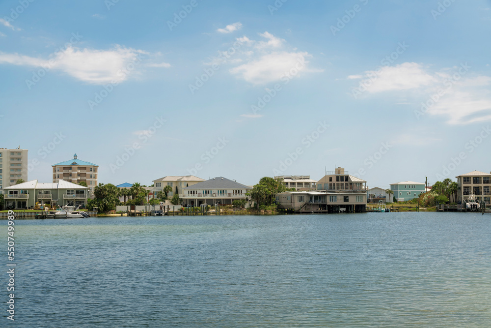 Views of residential villas at the bay in Destin, Florida