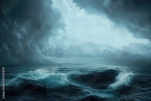 Ship in the stormy sea