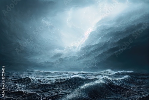 Ship in the stormy sea
