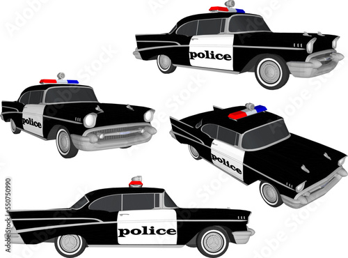 vector classic police car with white background