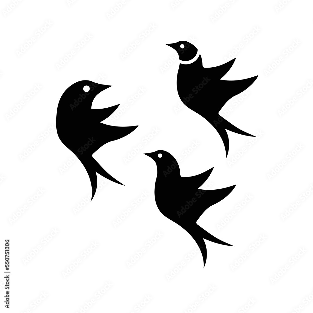 Black bird animal logo design . icon logo . silhouette logo Black bird animal logo design . icon logo . silhouette logo