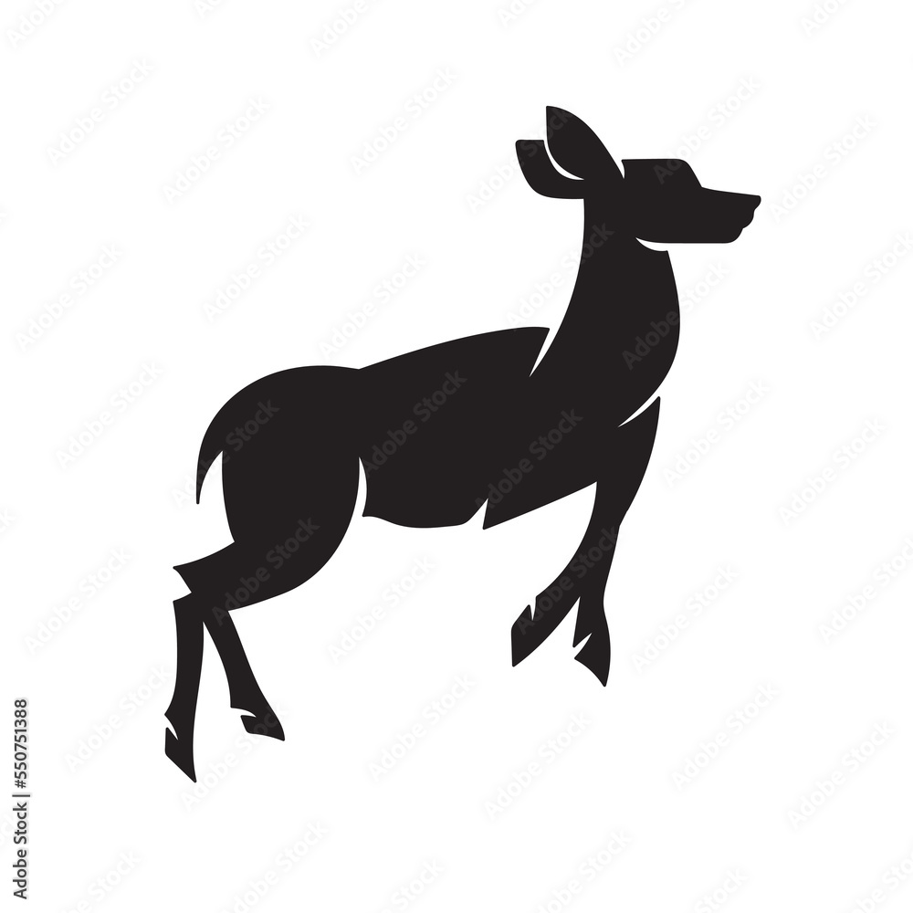Vector silhouette of a female deer.