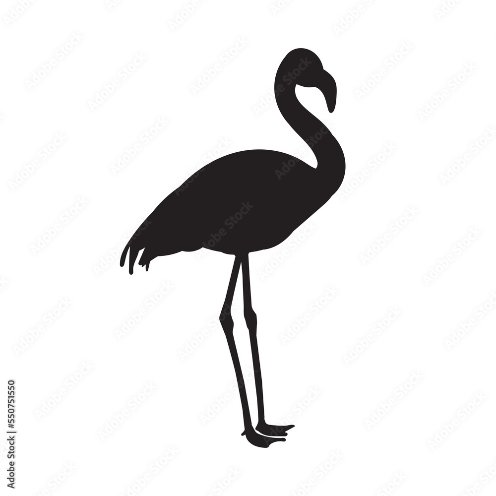 Obraz premium Black silhouette flamingo logo vector illustration.