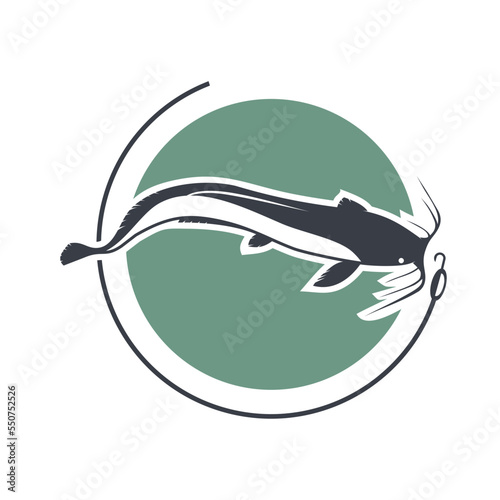 Illustration vector of catfish with flat design style good for restaurant or fishing club logo design template
