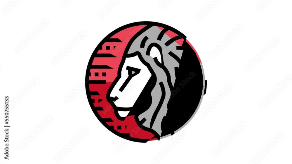 lion zodiac color icon animation