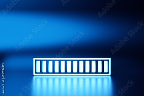 3D rendering blue lighting abctract shape on blue background