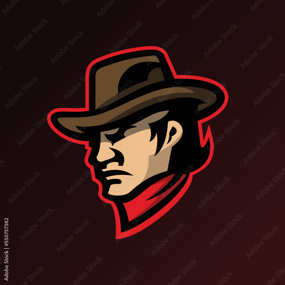 cowboy red mascot logo