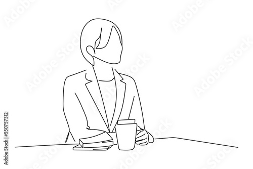 professional young businesspeople working with laptop line art drawing
