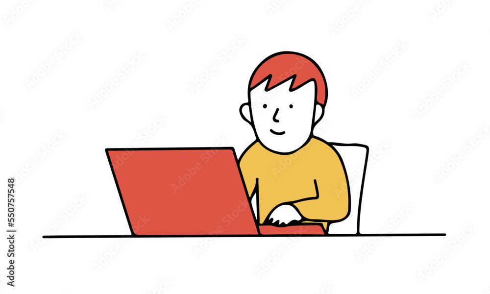 ノートパソコンに向かう人物のイラスト ノートパソコンに向かう人物のイラスト