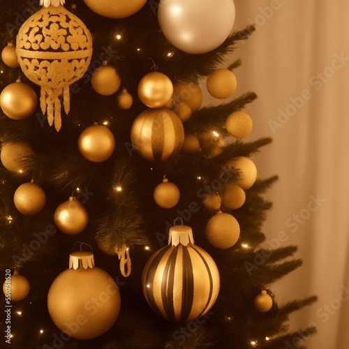 Christmas Ornaments with Black and Gold Sparkles and Decorations