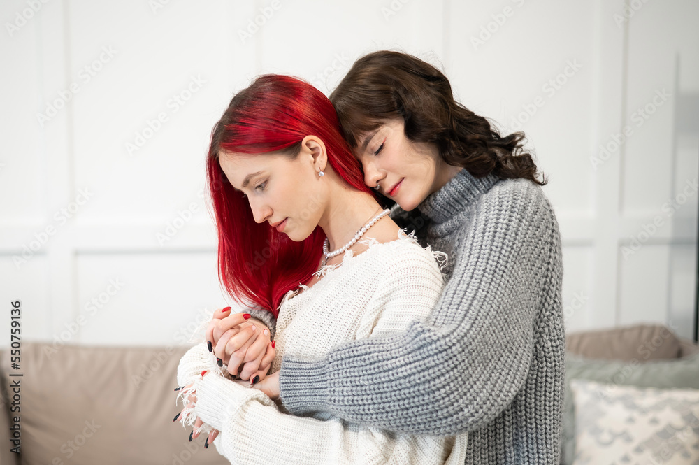 Portrait of young Caucasian women in a relationship. LGBT. Portrait of young Caucasian women in a relationship. LGBT.