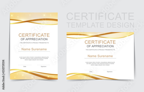 Luxury certificate template in golden color
