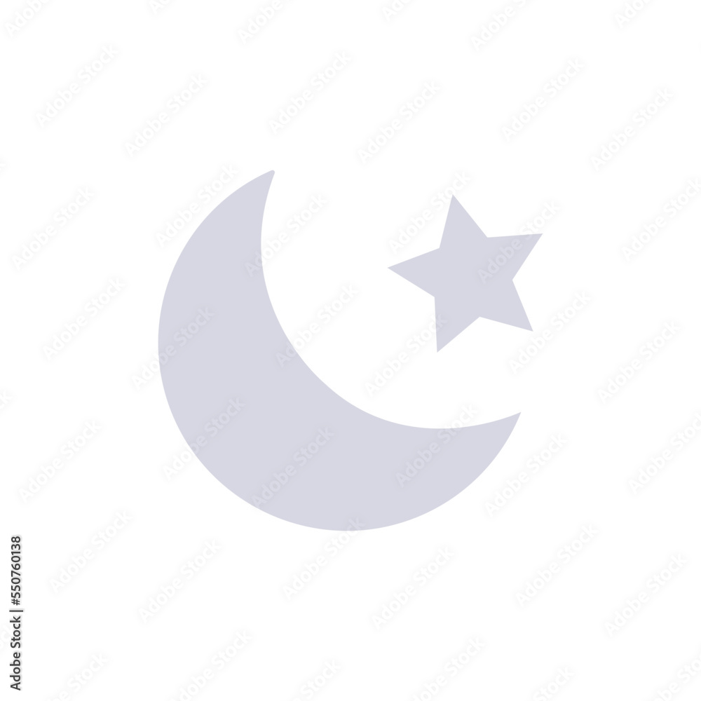 illustration of a crescent moon and star. Islamic symbol. Islamic icons can be used for the month of Ramadan, Eid and Eid Al-Adha. for logo - weather symbol