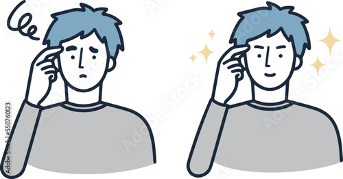 眉毛脱毛男性セット　メンズエステ　イラスト