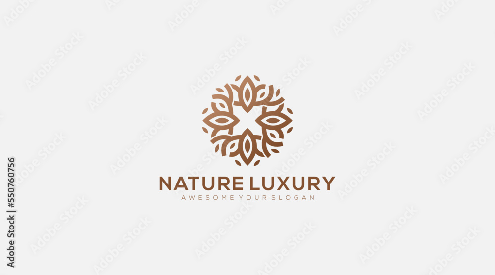 Nature Luxury Circle leafs Logo design symbol vector