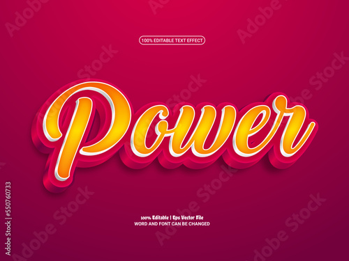 Power 3d editable premium vector text effect