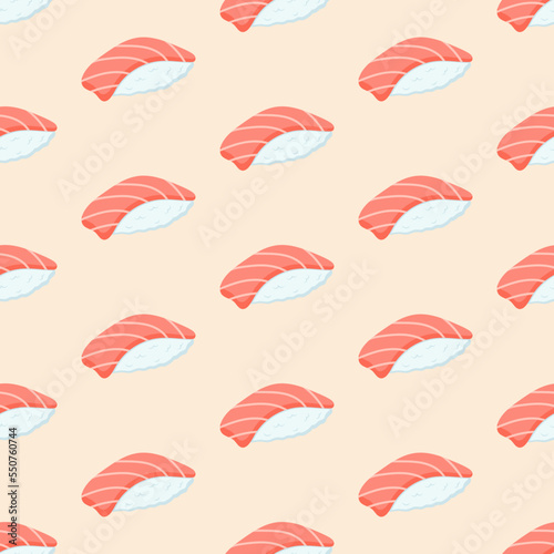 Seamless pattern with sushi with tuna