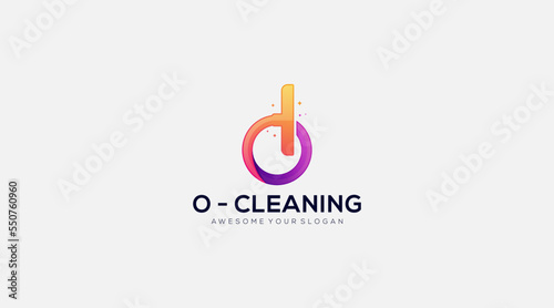 Gradient Letter O cleaning icon logo design illustration