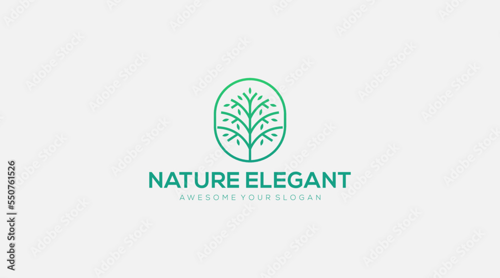 Unique and elegant tree logo in frame design Unique and elegant tree logo in frame design