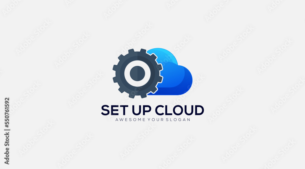 Gear Set up Cloud Logo icon design illustration Gear Set up Cloud Logo icon design illustration