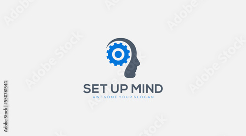 Gear Mind Logo design template vector