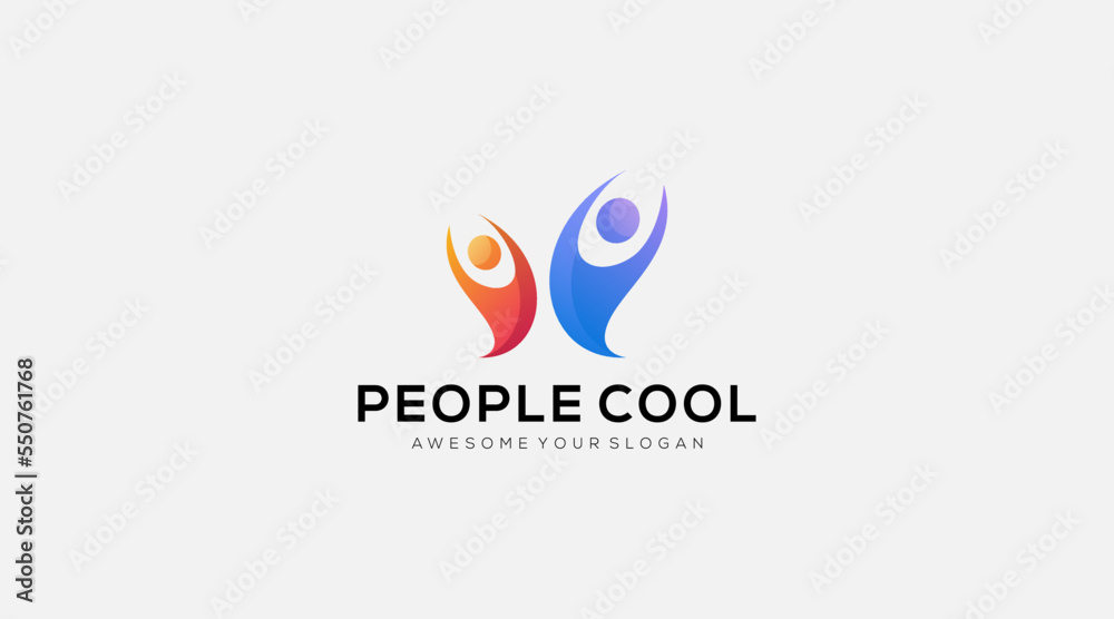 Happy people Icon logo design vector template