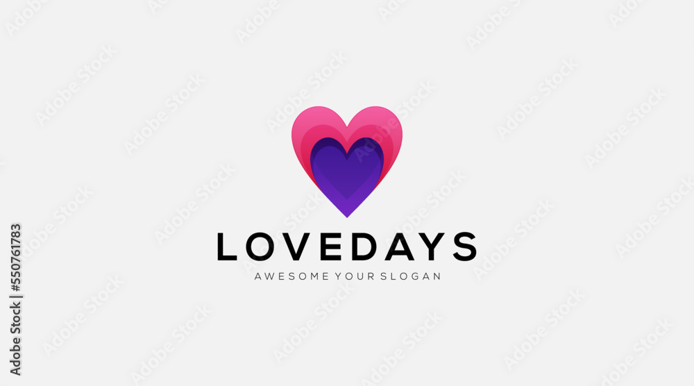 Awesome Love Heart Gradient Logo design template illustration