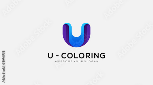 Awesome Letter U gradient Logo icon design illustration template