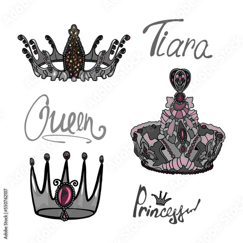 Realistic golden crown. Crown headdress for king and queen. Royal golden noble aristocratic monarchy red crown jewel. Monarch. Vector illustration