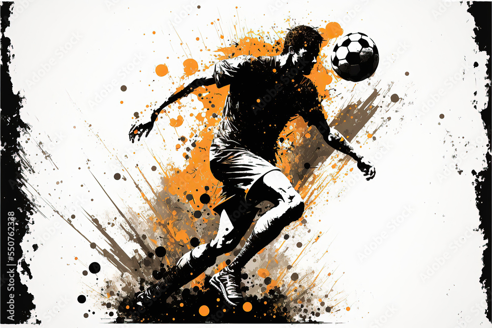 Obraz Man kicking ball, soccer, man playing soccer, soccer player with ball, man kicking football,generative ai	 fototapeta, plakat