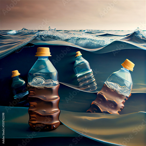 Plastic polluted sea