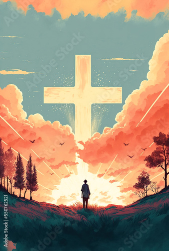 Fotografija Spiritual illustration jesus cross christianity background art crucifix god
reli