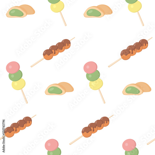 Seamless pattern with dango and mochi
