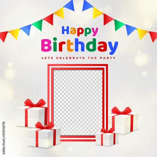 happy birthday invitation card with mockup
