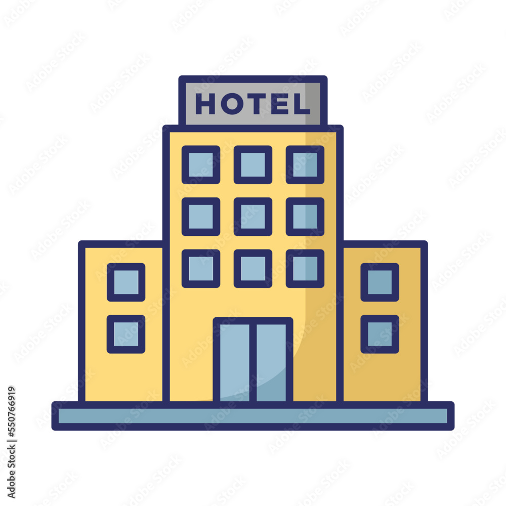 Naklejka premium hotel building icon vector design template in white background