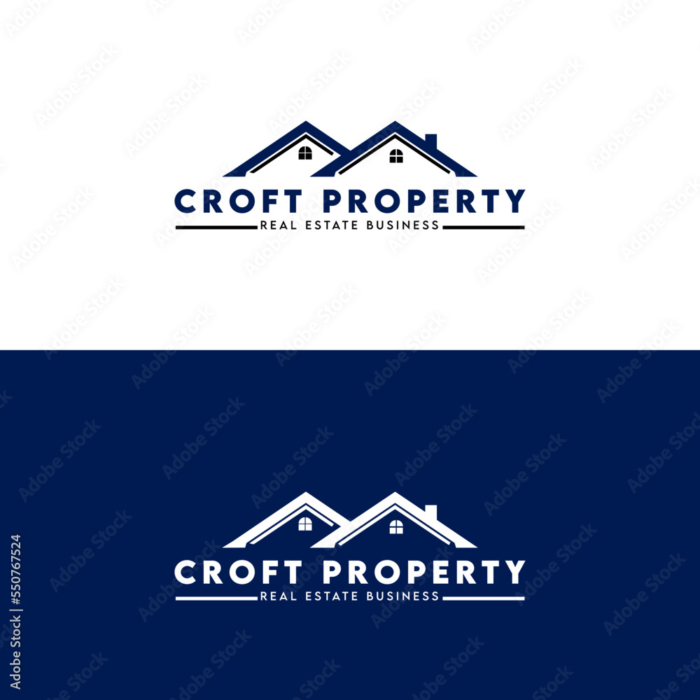 croft property logo, real estate and minimalist logo - obrazy, fototapety, plakaty 