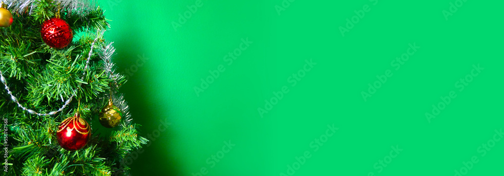 Christmas and New Year holidays green background