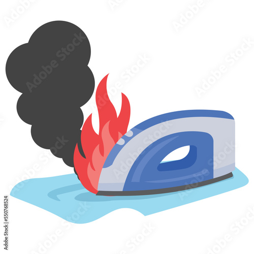 火事の原因　アイロンを置きっぱなし　イラスト