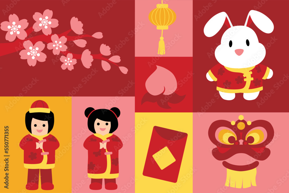 Fototapeta premium Rabbit cartoon - Chinese new year